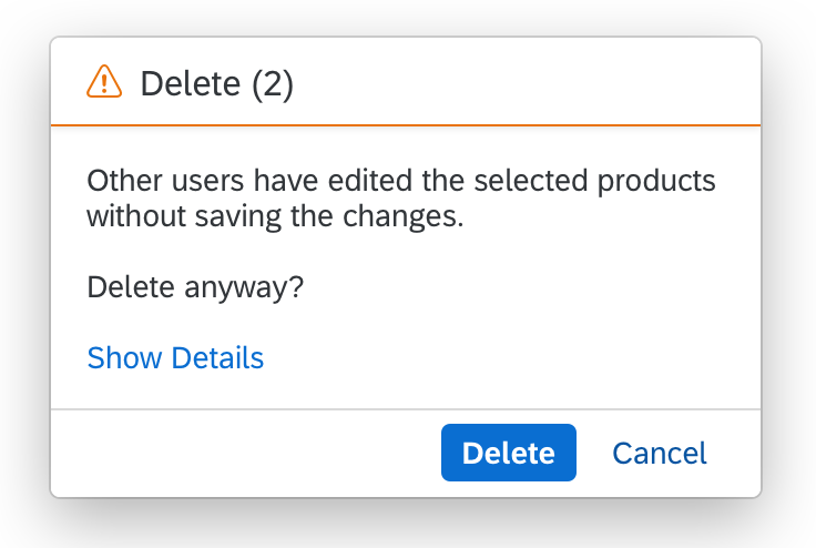 Delete: Items with unsaved changes by other users