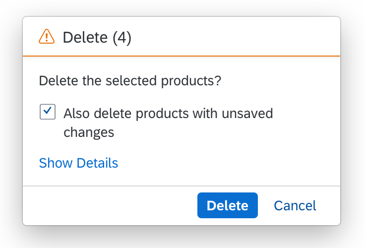 Delete: Unsaved changes and active/draft items