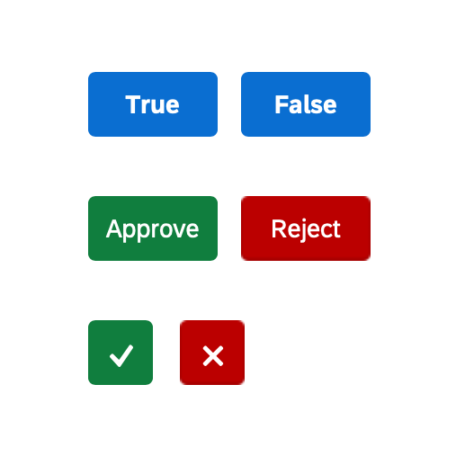 Primary action buttons for binary feedback collection