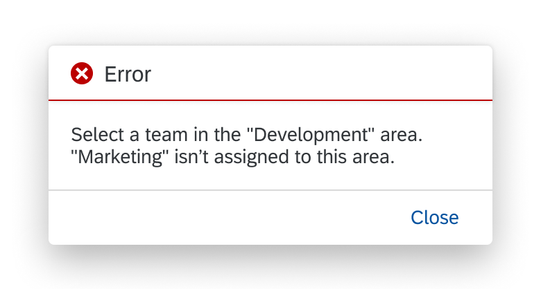 Error message with one action