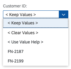 Input (value help) – Editing