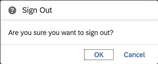 'Sign Out' confirmation dialog