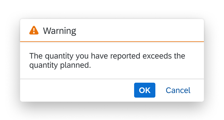 Warning message with 'OK' and 'Cancel' buttons