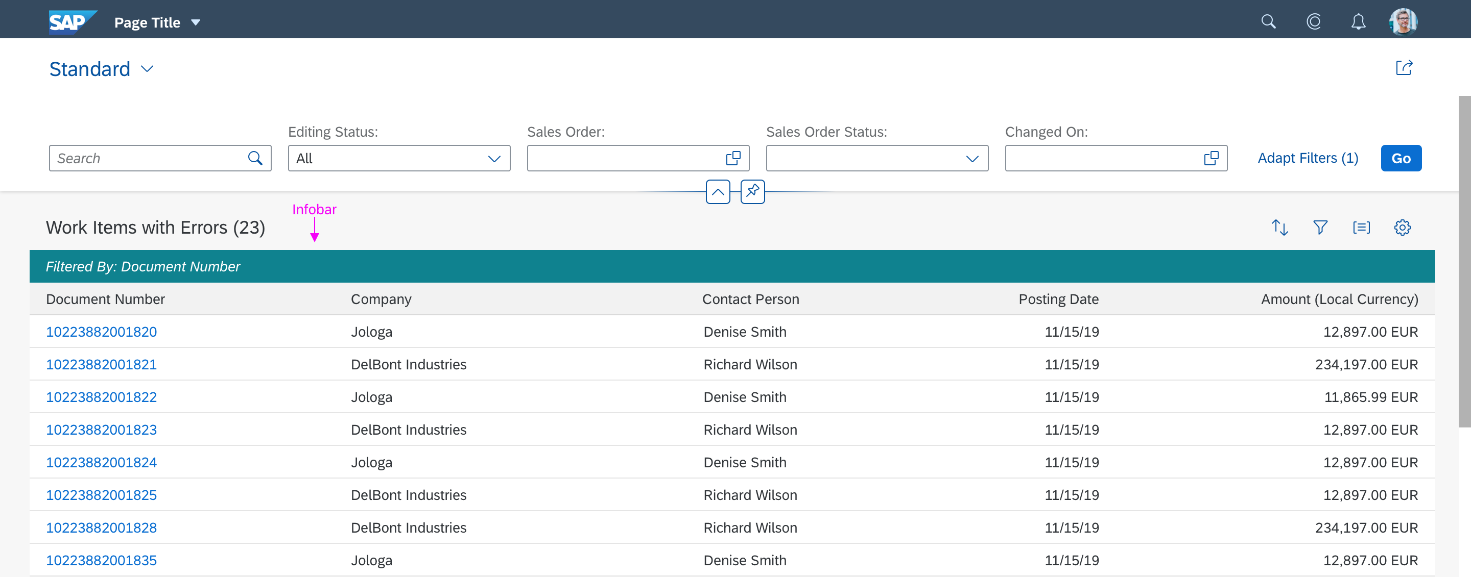 Infobar | SAP Fiori for Web Design Guidelines