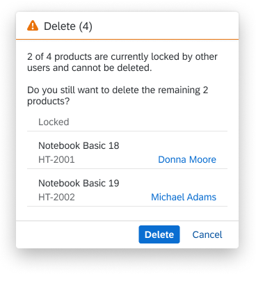 Delete: Locked and active/draft items - Details