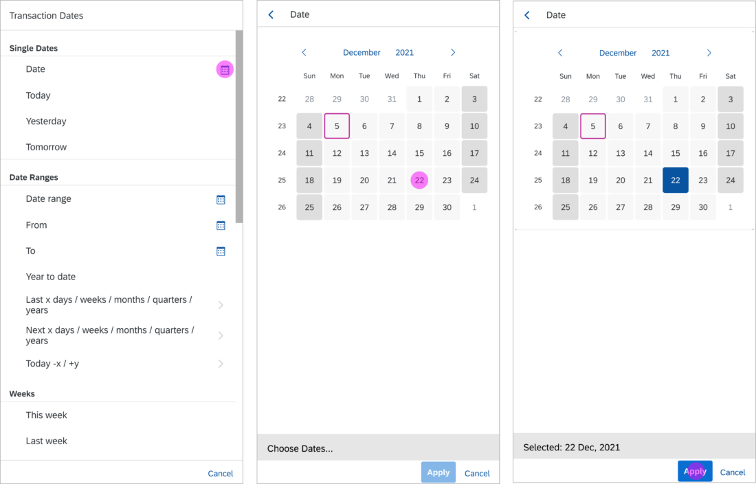 Dynamic Date Range | SAP Fiori for Web Design Guidelines