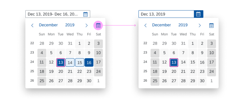 Selecting current date with the 'Today' button