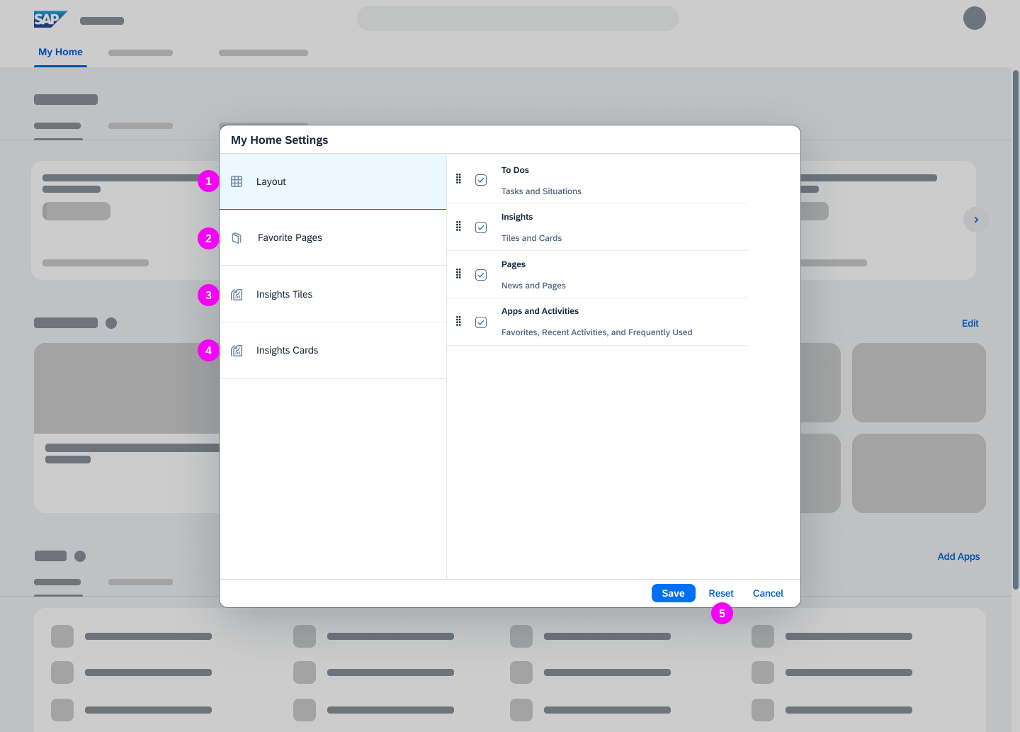 My Home - Settings Dialog