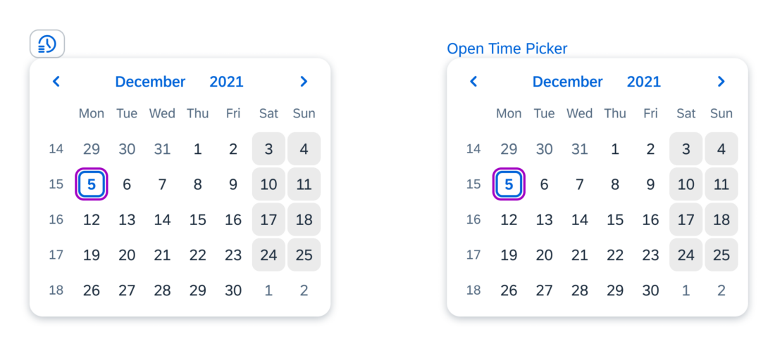 Button and link triggers for the date range selection popover