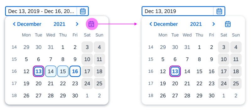 Selecting current date with the 'Today' button