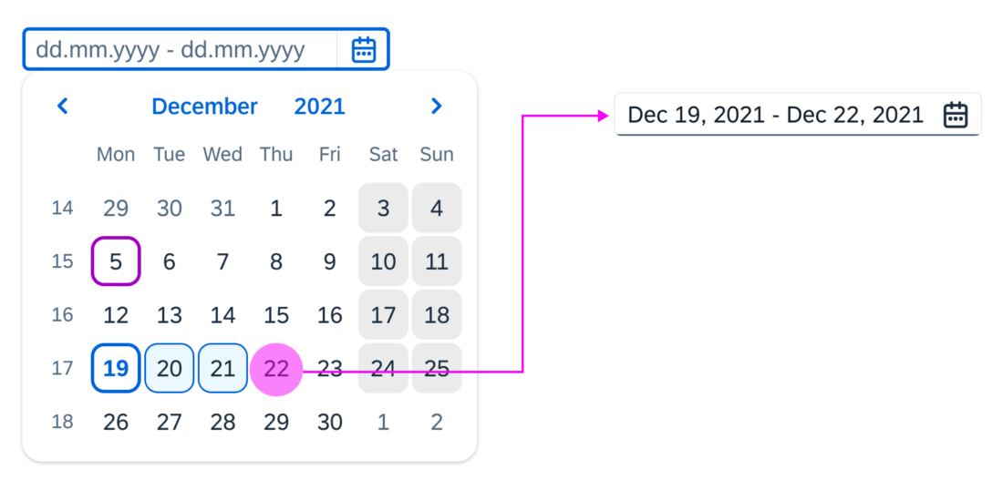 Selecting the end date