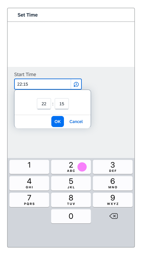 2a) Time input popover, 24-hour format
