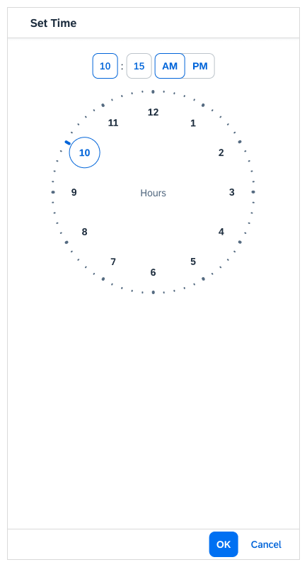 Time picker popover on phone, opened in full screen
