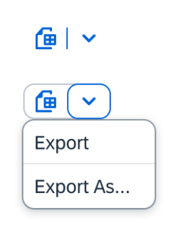 'Export to Spreadsheet' menu button