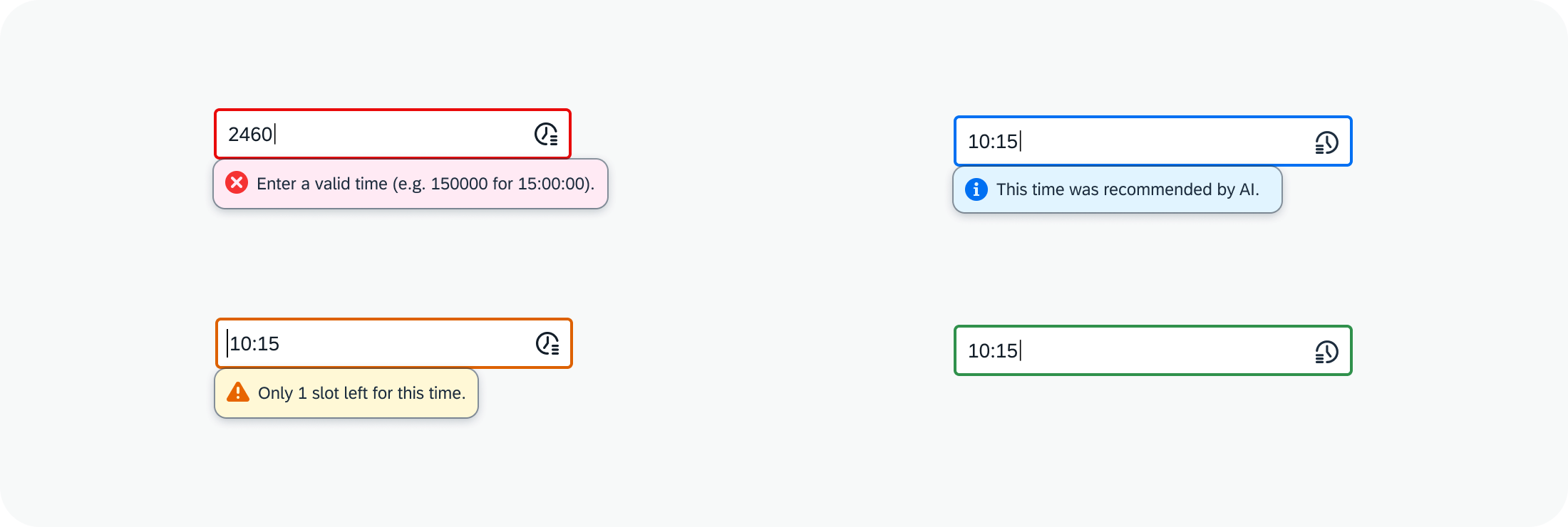 Time picker with different value states