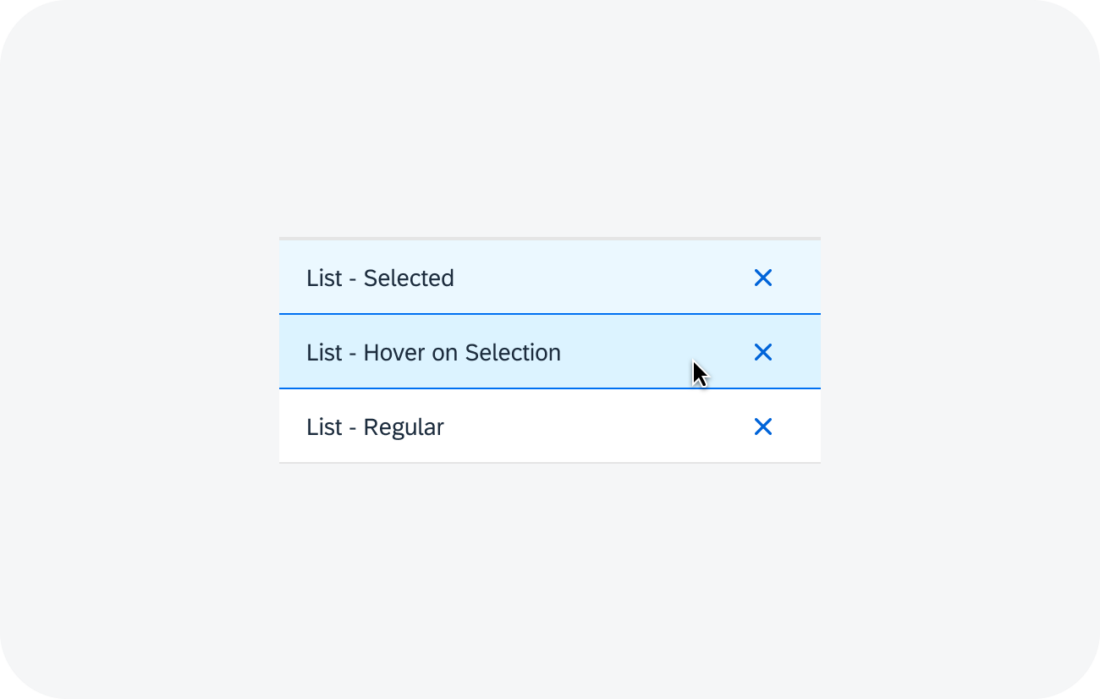 List - enabled state and selection state